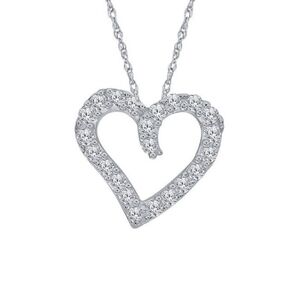 Elegant 10k White Gold Diamond Heart Pendant